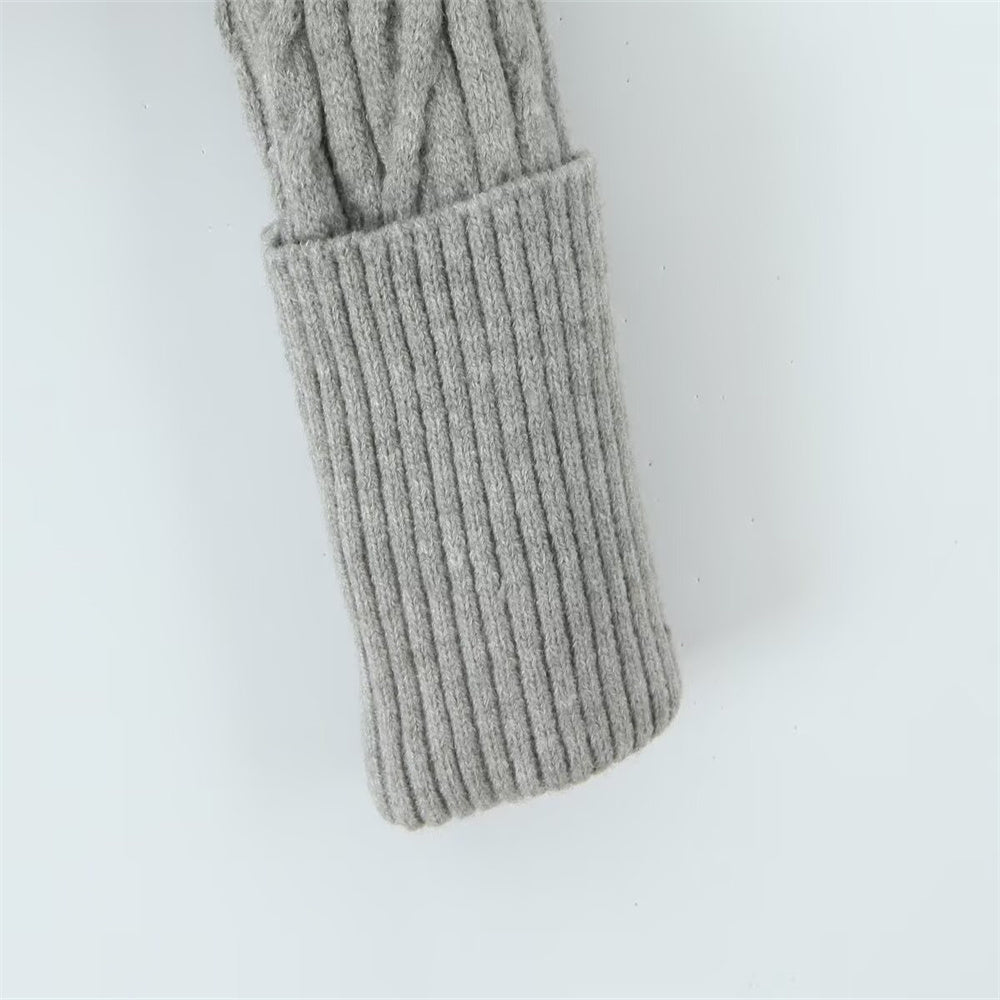 Elegantes Strick-Set aus Cardigan & Rock – Zweiteiliges Damen Set in Grau