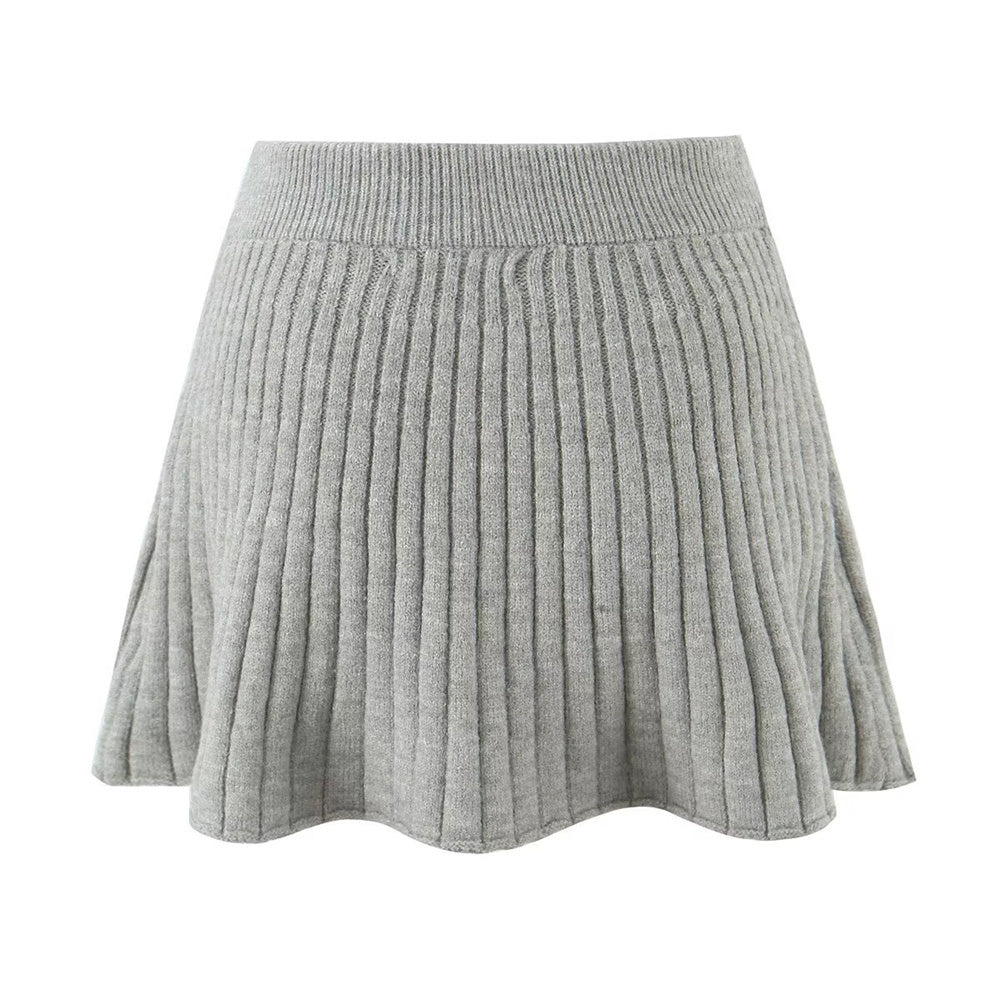 Elegantes Strick-Set aus Cardigan & Rock – Zweiteiliges Damen Set in Grau