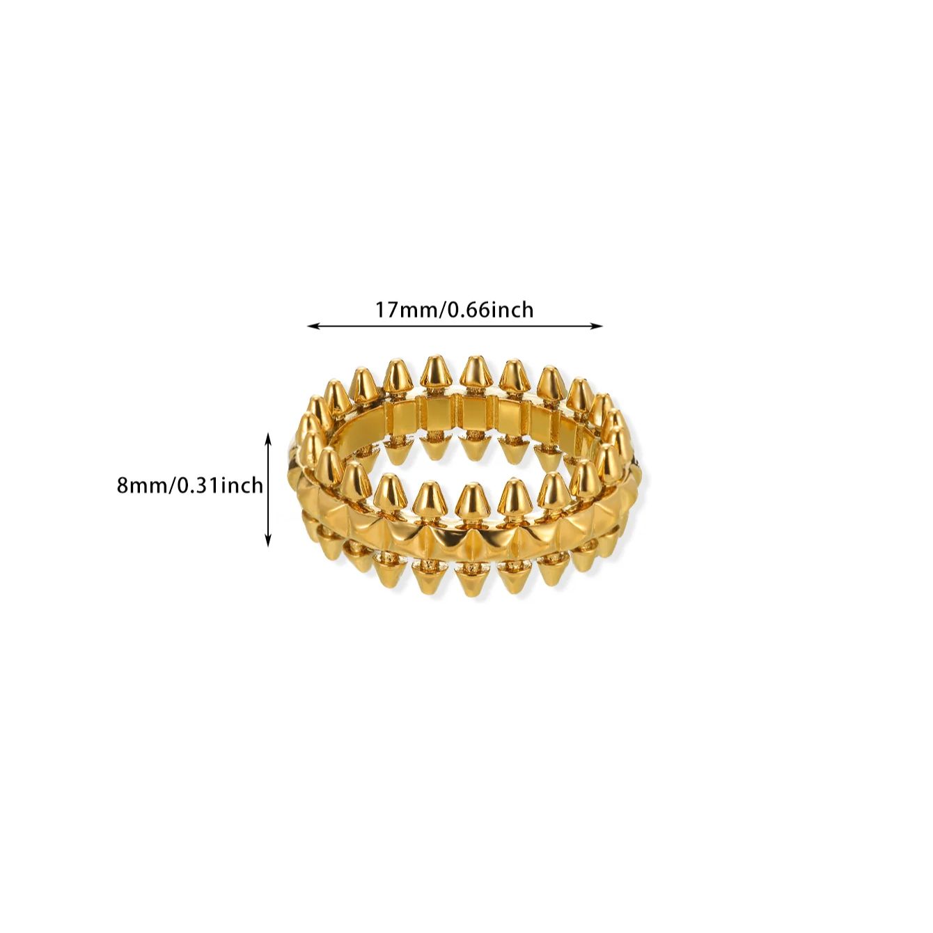 Goldfarbener Statement-Ring mit Nieten – Moderner Chunky Ring