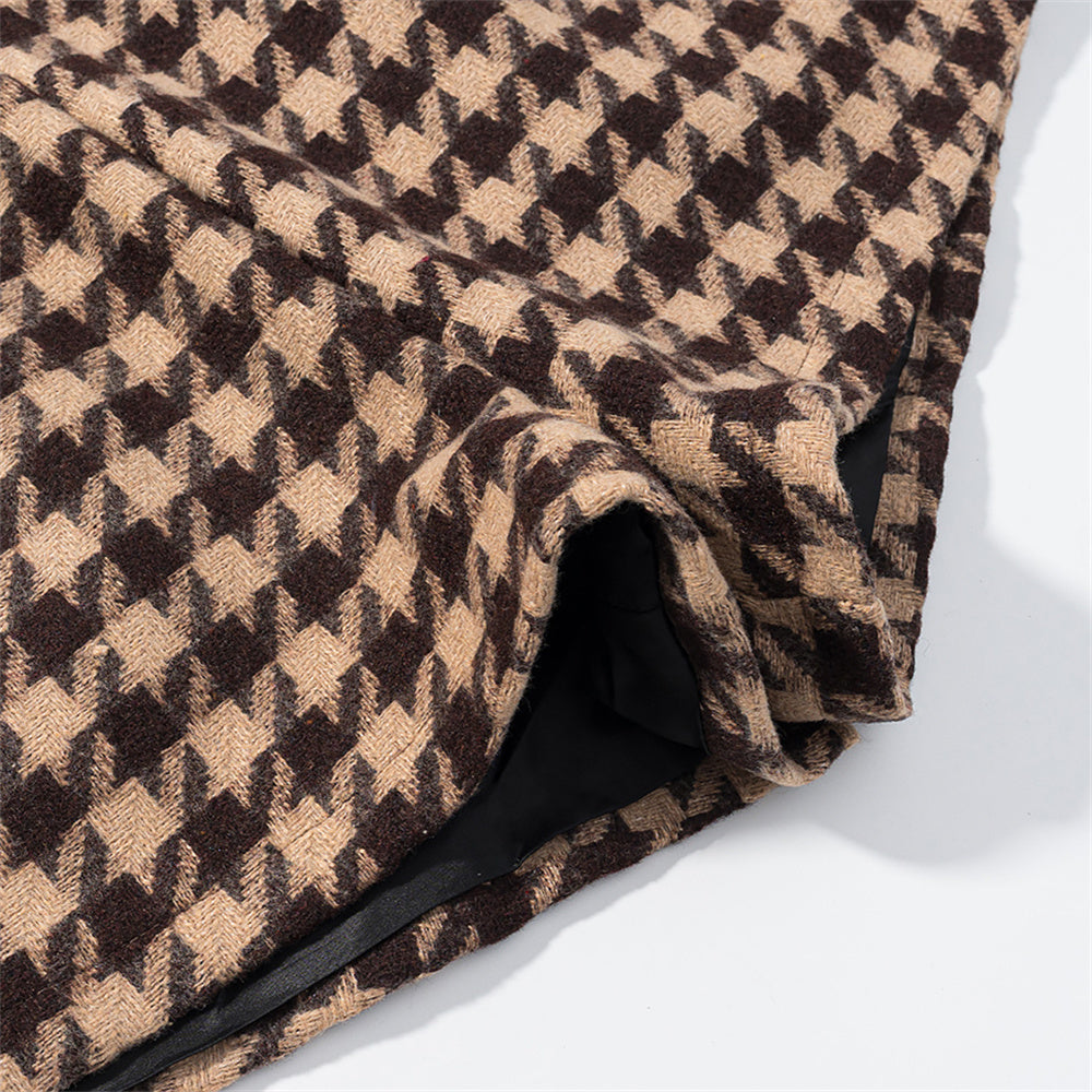 Hahnentritt Zweiteiler – Cropped Jacke & High-Waist Shorts