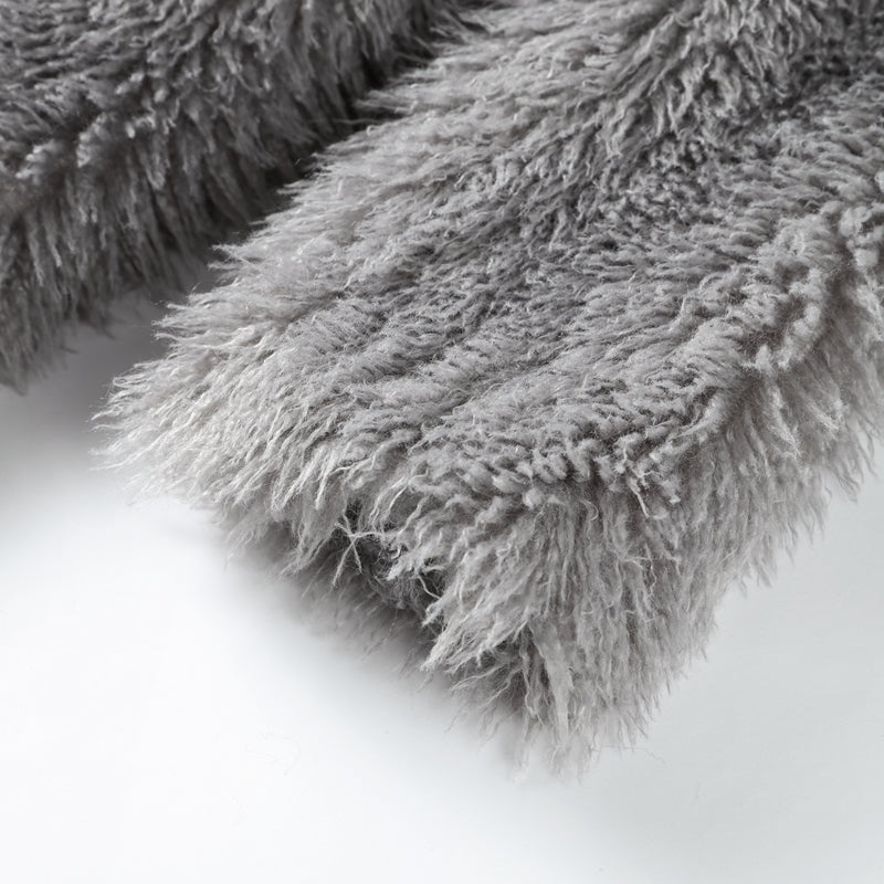 Eleganter Oversize Kunstfellmantel – Flauschiger Damenmantel in Grau