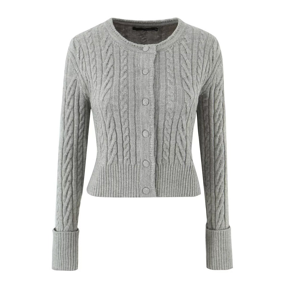 Elegantes Strick-Set aus Cardigan & Rock – Zweiteiliges Damen Set in Grau