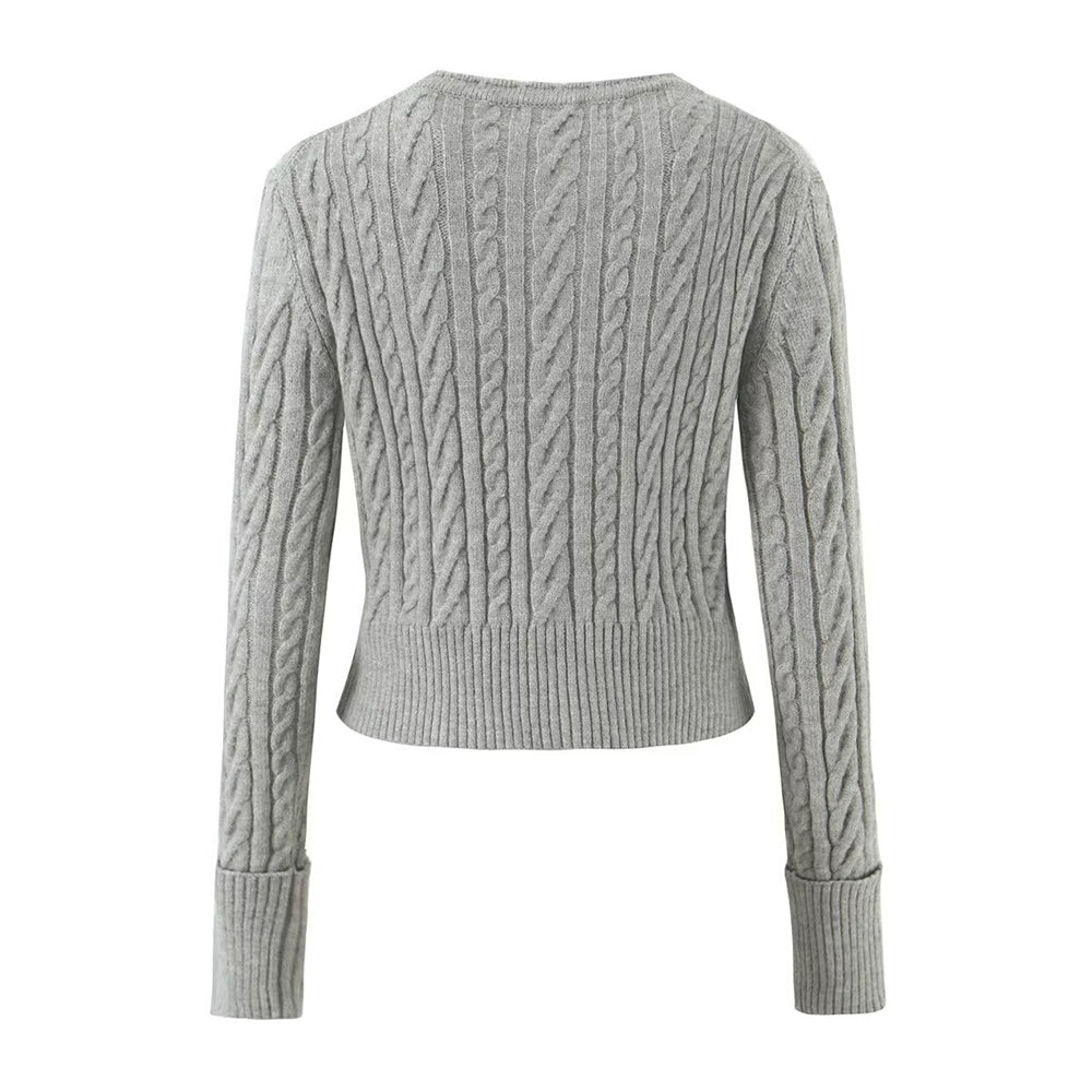 Elegantes Strick-Set aus Cardigan & Rock – Zweiteiliges Damen Set in Grau