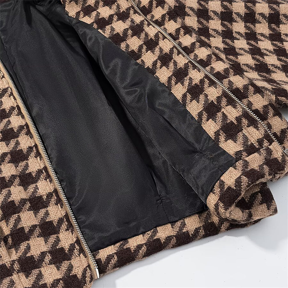 Hahnentritt Zweiteiler – Cropped Jacke & High-Waist Shorts