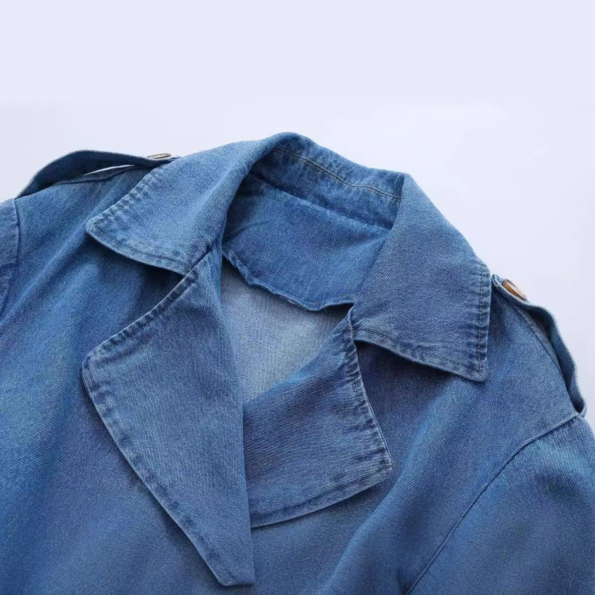 Langer Denim-Trenchcoat Damen