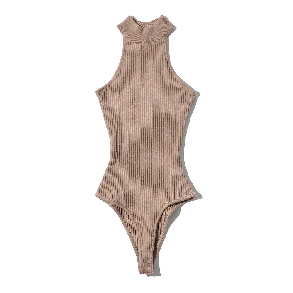 Gerippter High-Neck Body – Ärmelloser Basic Body für Damen