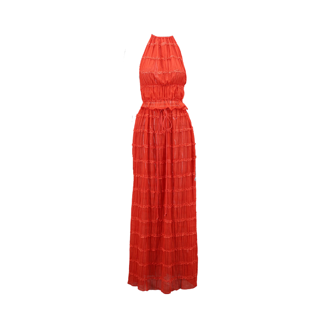 Laura - Chiffon Set Rot Maxirock & Neckholder